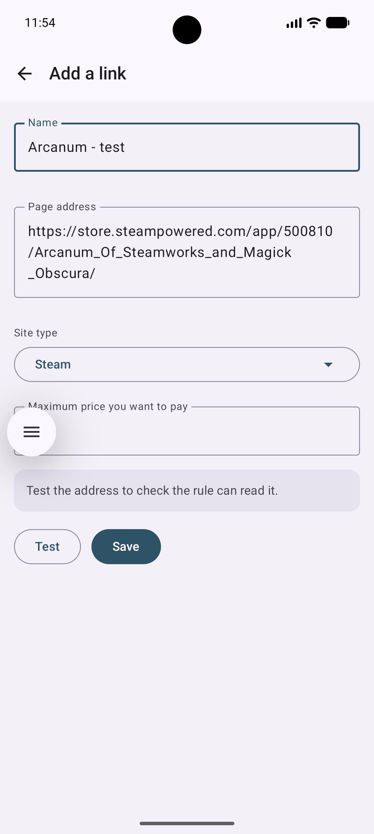 g price
      tracker default menu add a site