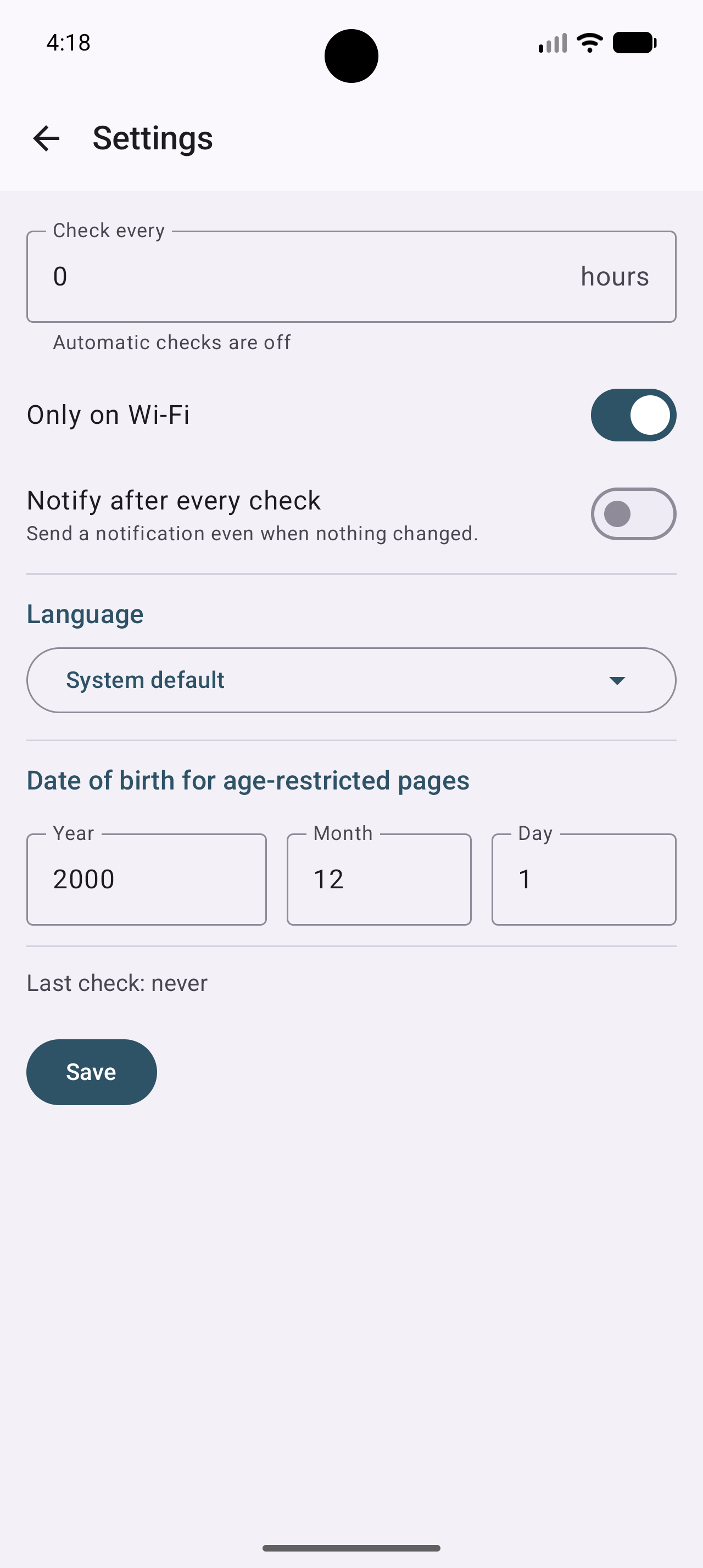g price
      tracker parameters menu